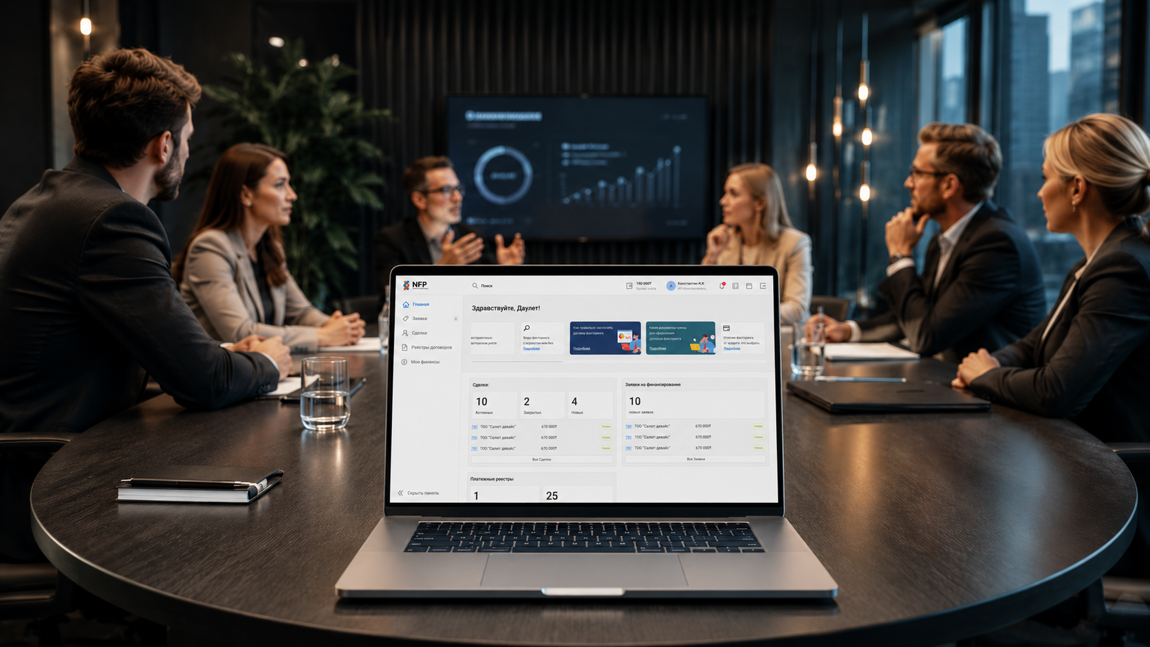 Факторинговая платформа на ноутбуке